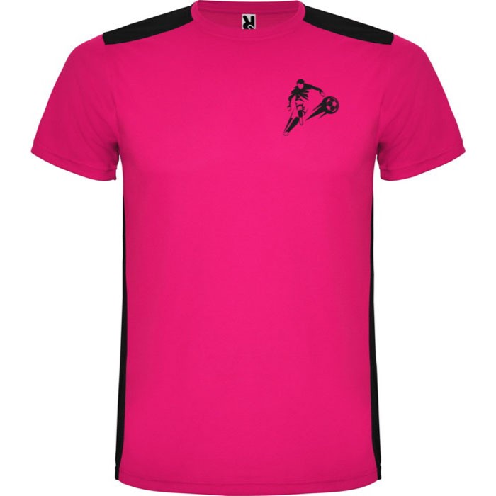 Camiseta deportiva unisex de poliéster en manga corta 130 g/m2 Roly color fucsia vista impresión serigrafía