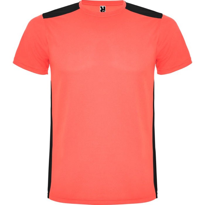 Camiseta deportiva unisex de poliéster en manga corta 130 g/m2 Roly color coral