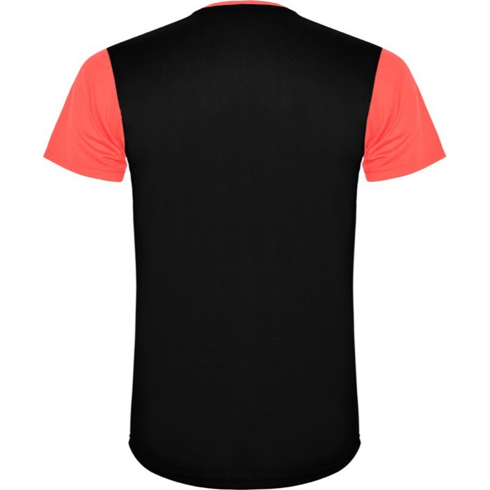Camiseta deportiva unisex de poliéster en manga corta 130 g/m2 Roly color coral segunda vista trasera