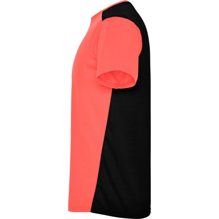 Camiseta deportiva unisex de poliéster en manga corta 130 g/m2 Roly color coral vista lateral