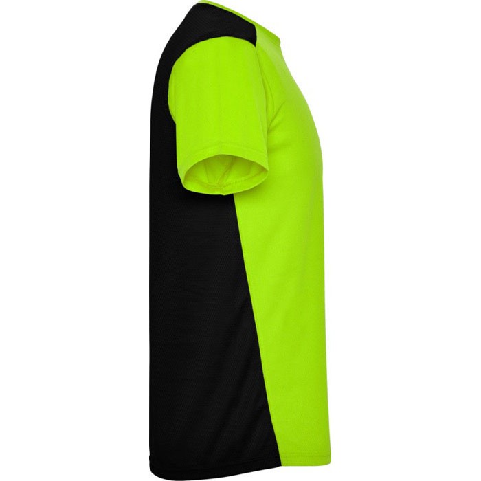 Camiseta deportiva unisex de poliéster en manga corta 130 g/m2 Roly color verde lima segunda vista lateral