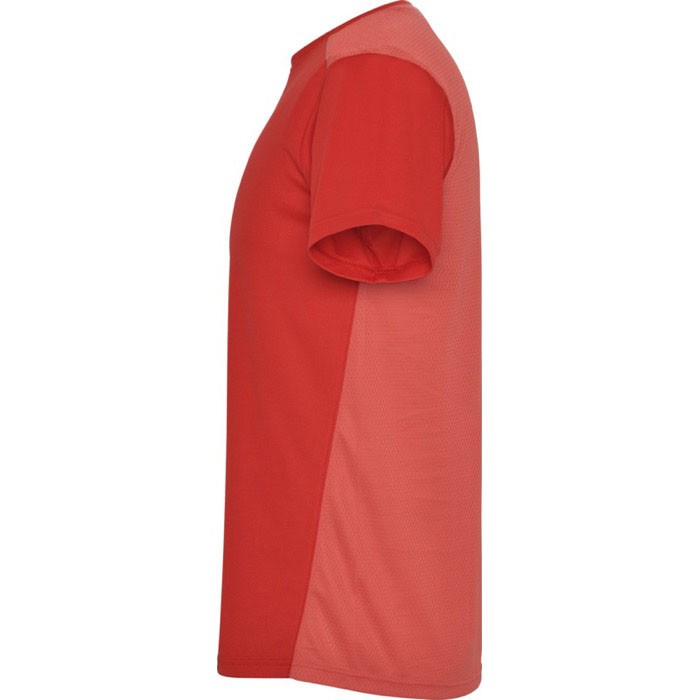 Camiseta deportiva unisex de poliéster en manga corta 130 g/m2 Roly color rojo vista lateral