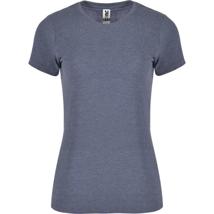 Camiseta jaspeada de algodón y poliéster para mujer 150 g/m2 Roly color azul jaspeado Camiseta jaspeada de algodón y poliéster para mujer 150 g/m2 Roly color azul jaspeado
