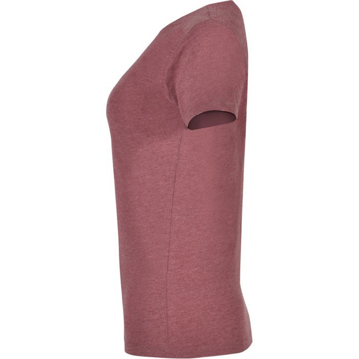 Camiseta jaspeada de algodón y poliéster para mujer 150 g/m2 Roly color rojo jaspeado vista lateral Camiseta jaspeada de algodón y poliéster para mujer 150 g/m2 Roly color rojo jaspeado vista lateral