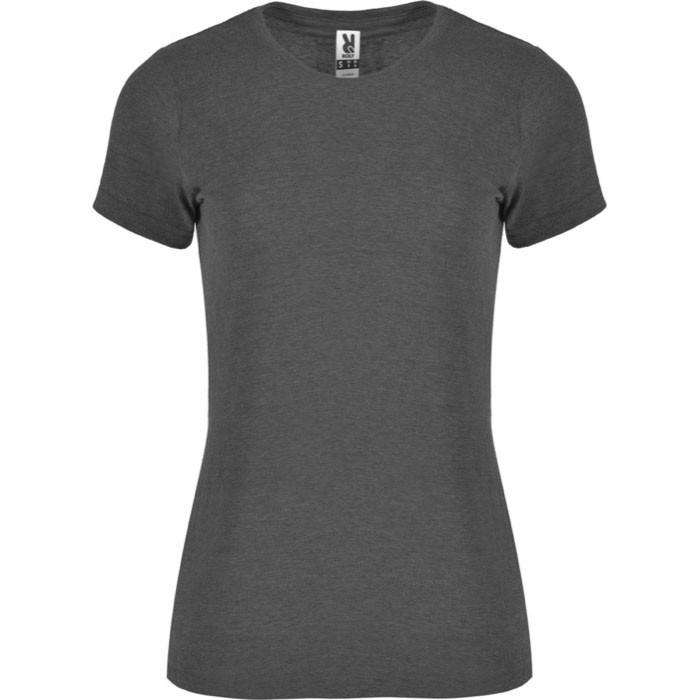 Camiseta jaspeada de algodón y poliéster para mujer 150 g/m2 Roly color negro Camiseta jaspeada de algodón y poliéster para mujer 150 g/m2 Roly color negro