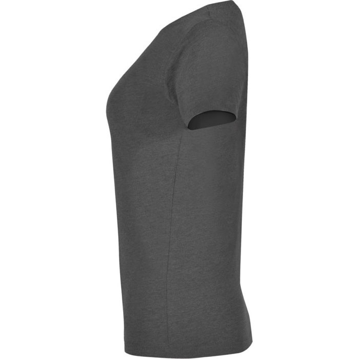 Camiseta jaspeada de algodón y poliéster para mujer 150 g/m2 Roly color negro vista lateral Camiseta jaspeada de algodón y poliéster para mujer 150 g/m2 Roly color negro vista lateral