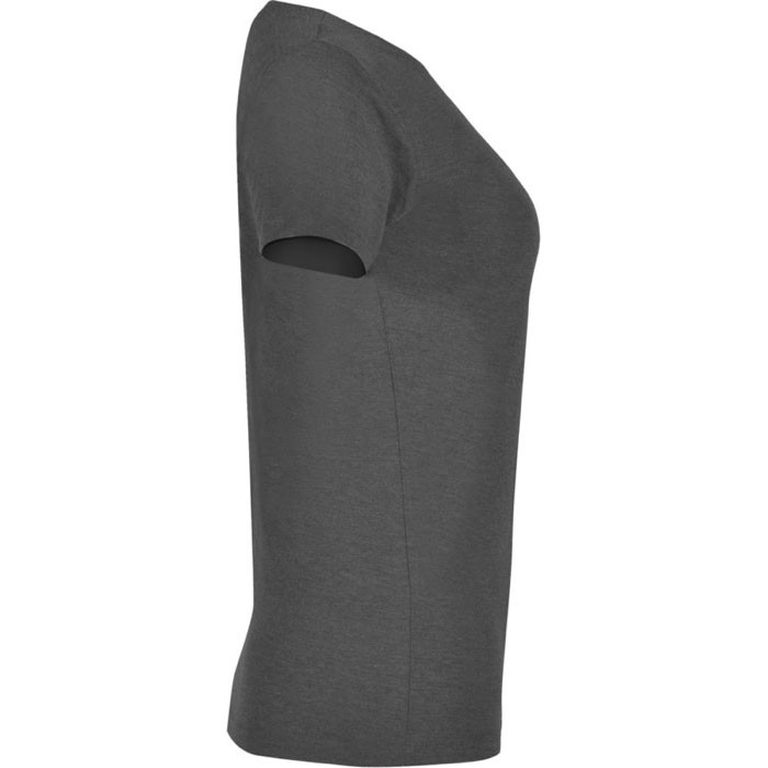 Camiseta jaspeada de algodón y poliéster para mujer 150 g/m2 Roly color negro segunda vista lateral Camiseta jaspeada de algodón y poliéster para mujer 150 g/m2 Roly color negro segunda vista lateral