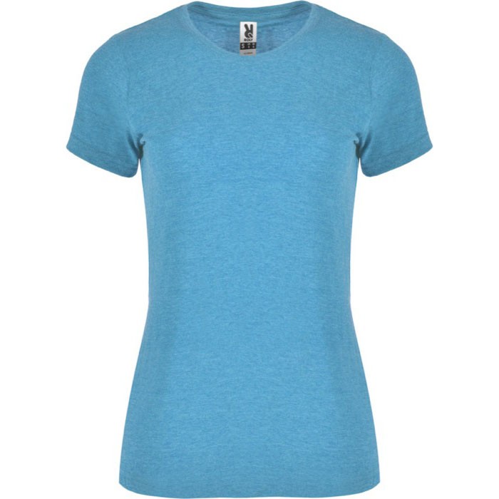 Camiseta jaspeada de algodón y poliéster para mujer 150 g/m2 Roly color turquesa Camiseta jaspeada de algodón y poliéster para mujer 150 g/m2 Roly color turquesa