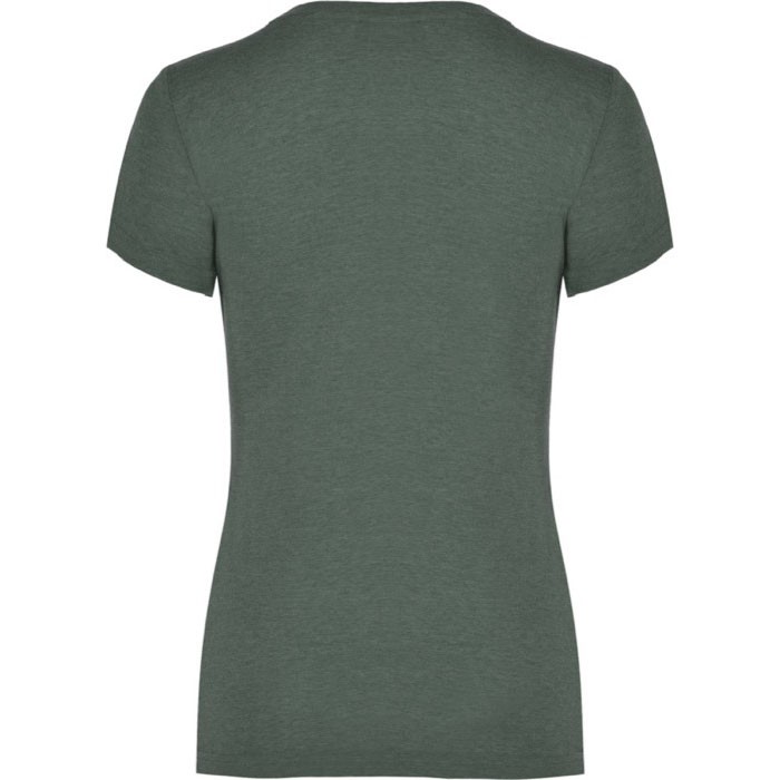 Camiseta jaspeada de algodón y poliéster para mujer 150 g/m2 Roly color verde jaspeado segunda vista trasera Camiseta jaspeada de algodón y poliéster para mujer 150 g/m2 Roly color verde jaspeado segunda vista trasera