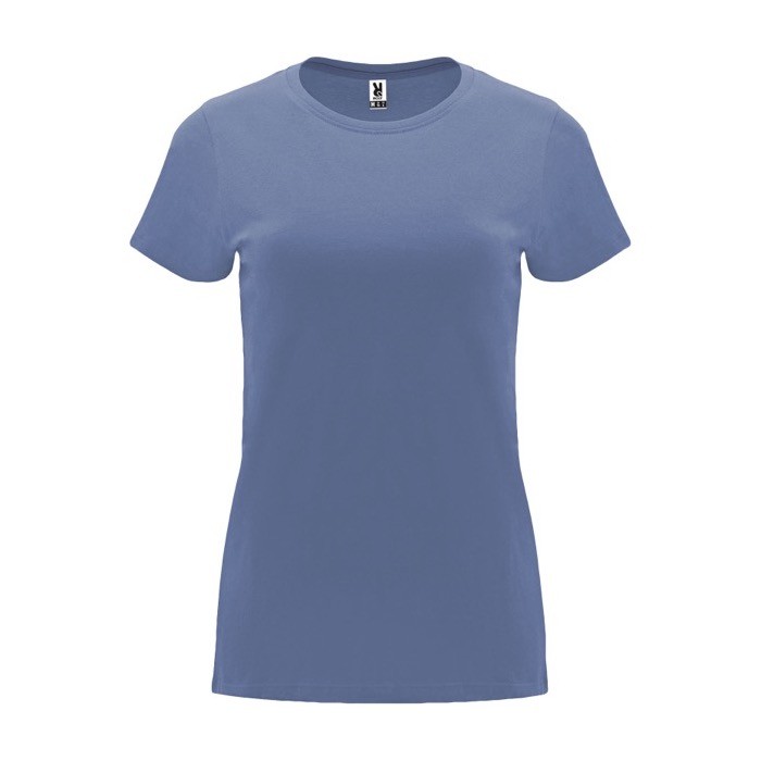 Camiseta de 100% algodón en punto para mujer 170 g/m2 Roly color azul vaquero Camiseta de 100% algodón en punto para mujer 170 g/m2 Roly color azul vaquero