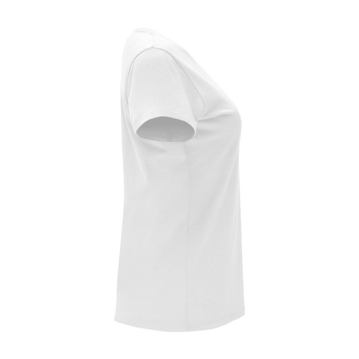 Camiseta de 100% algodón en punto para mujer 170 g/m2 Roly color blanco segunda vista lateral Camiseta de 100% algodón en punto para mujer 170 g/m2 Roly color blanco segunda vista lateral