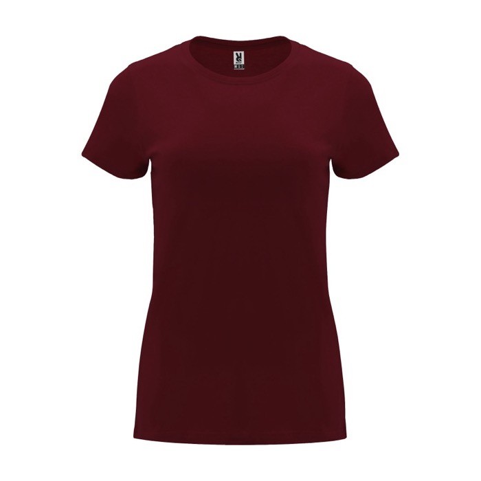 Camiseta de 100% algodón en punto para mujer 170 g/m2 Roly color burdeos Camiseta de 100% algodón en punto para mujer 170 g/m2 Roly color burdeos
