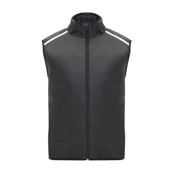 Chaleco de running cortavientos y transpirable unisex 70 g/m2 Roly color negro