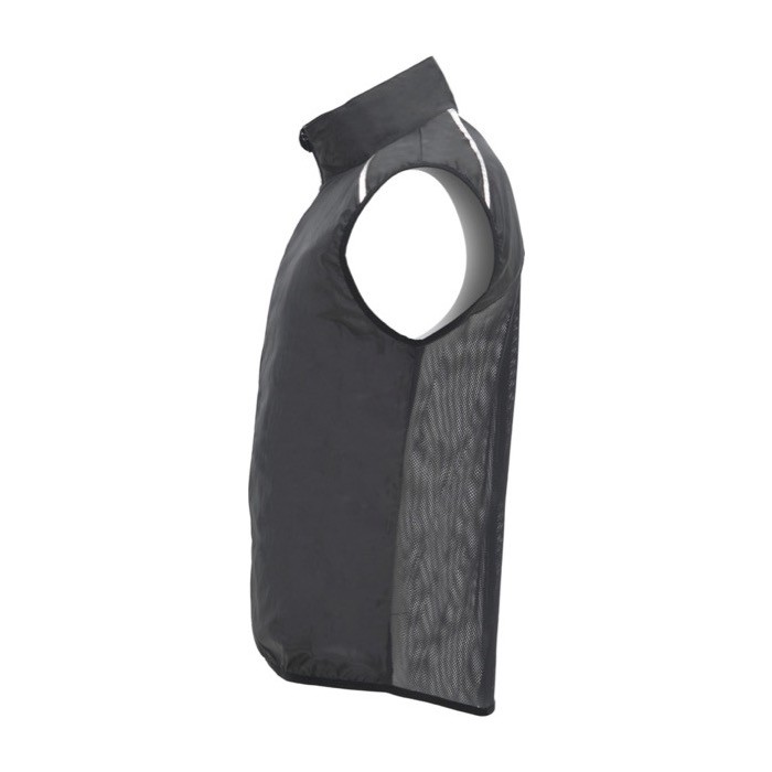 Chaleco de running cortavientos y transpirable unisex 70 g/m2 Roly color negro vista lateral