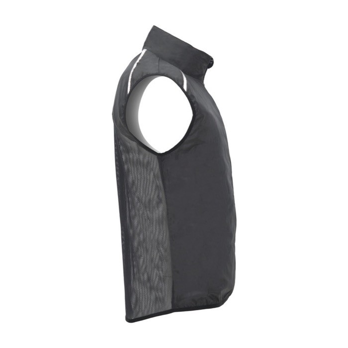 Chaleco de running cortavientos y transpirable unisex 70 g/m2 Roly color negro segunda vista lateral