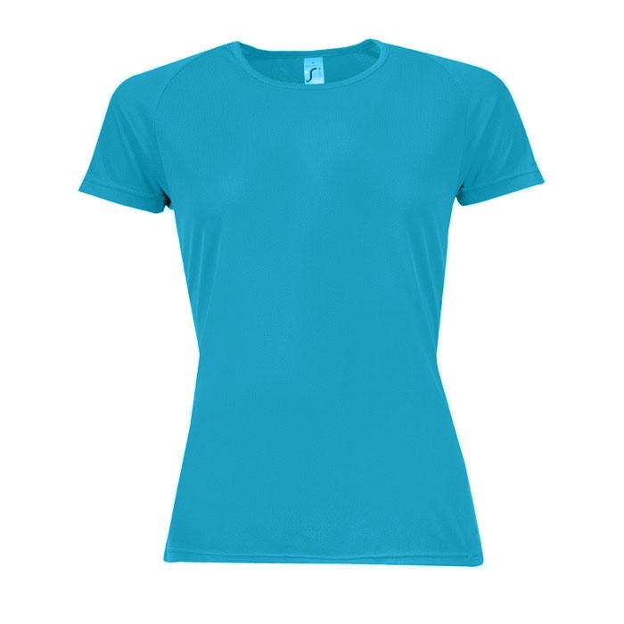 Camisetas de deporte para mujer 140 g/m2 color azul cian Camisetas de deporte para mujer 140 g/m2 color azul cian