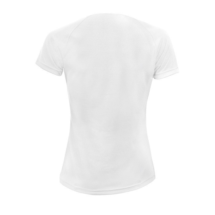 Camisetas de deporte para mujer 140 g/m2 color blanco con logo Camisetas de deporte para mujer 140 g/m2 color blanco con logo