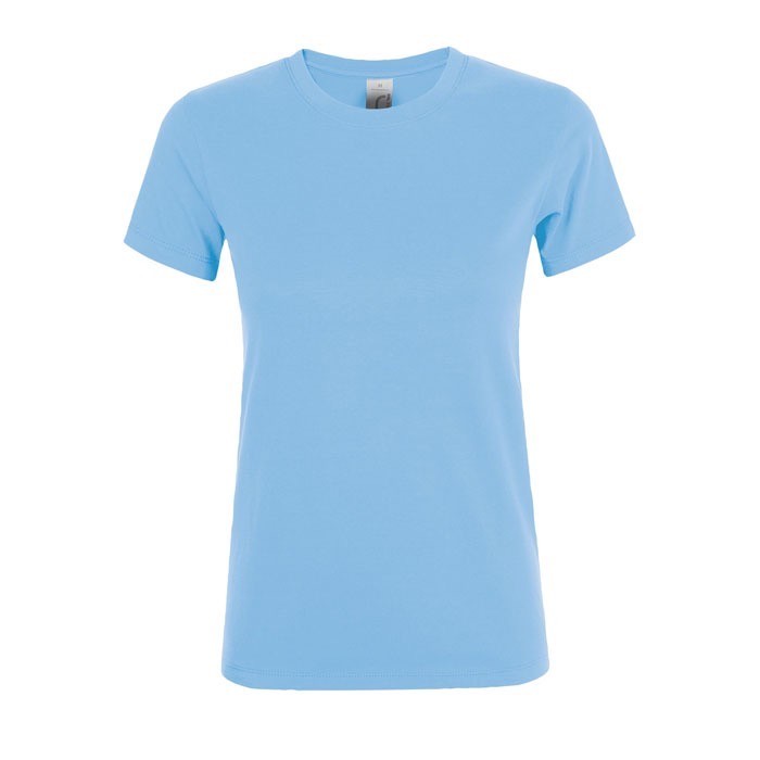 Camisetas para mujer con logo 150 g/m2 color azul pastel