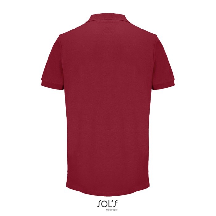 Polo de algodón peinado para hombre manga corta y 2 botones color rojo oscuro vista trasera Polo de algodón peinado para hombre manga corta y 2 botones color rojo oscuro vista trasera