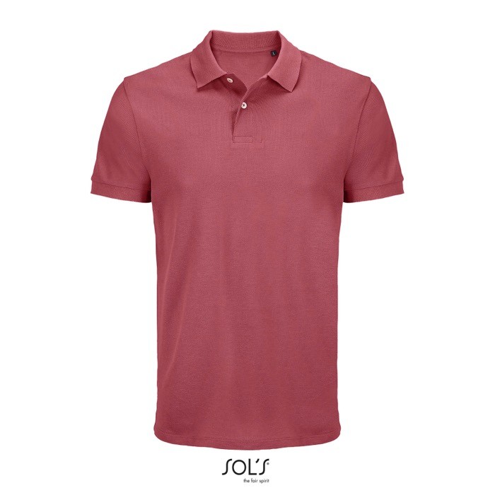 Polo de algodón peinado para hombre manga corta y 2 botones color coral Polo de algodón peinado para hombre manga corta y 2 botones color coral