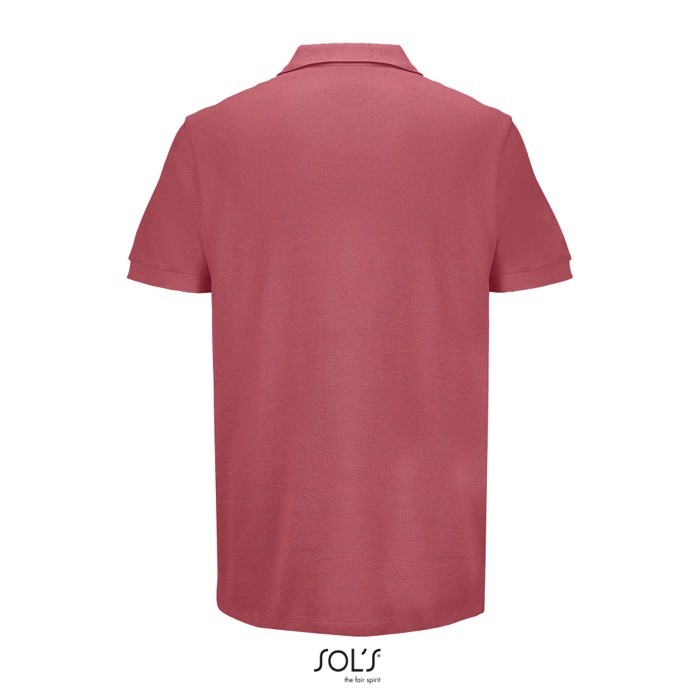 Polo de algodón peinado para hombre manga corta y 2 botones color coral vista trasera Polo de algodón peinado para hombre manga corta y 2 botones color coral vista trasera