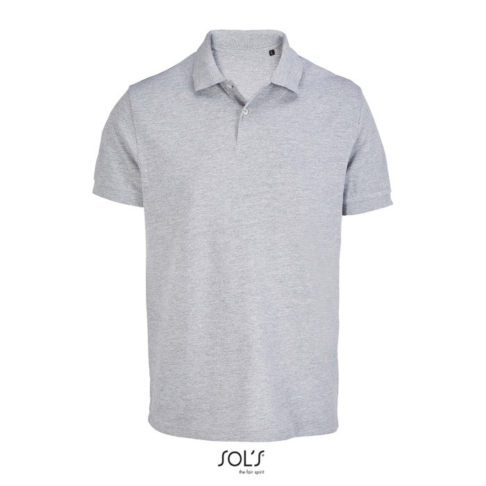 Polo de algodón peinado para hombre manga corta y 2 botones color gris claro Polo de algodón peinado para hombre manga corta y 2 botones color gris claro