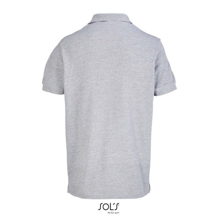 Polo de algodón peinado para hombre manga corta y 2 botones color gris claro vista trasera Polo de algodón peinado para hombre manga corta y 2 botones color gris claro vista trasera