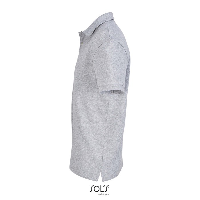 Polo de algodón peinado para hombre manga corta y 2 botones color gris claro vista lateral Polo de algodón peinado para hombre manga corta y 2 botones color gris claro vista lateral