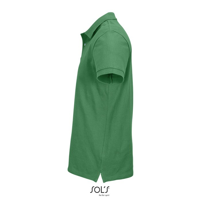 Polo de algodón peinado para hombre manga corta y 2 botones color verde vista lateral Polo de algodón peinado para hombre manga corta y 2 botones color verde vista lateral