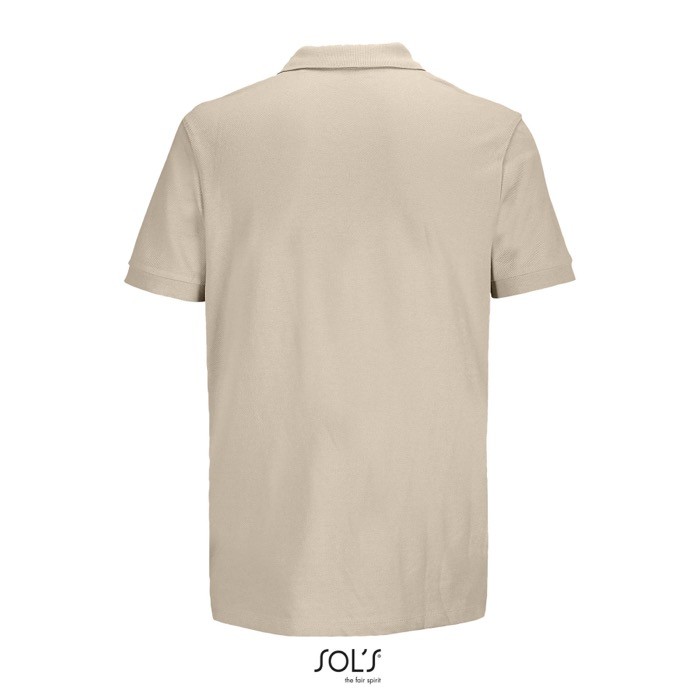 Polo de algodón peinado para hombre manga corta y 2 botones color nude vista trasera Polo de algodón peinado para hombre manga corta y 2 botones color nude vista trasera