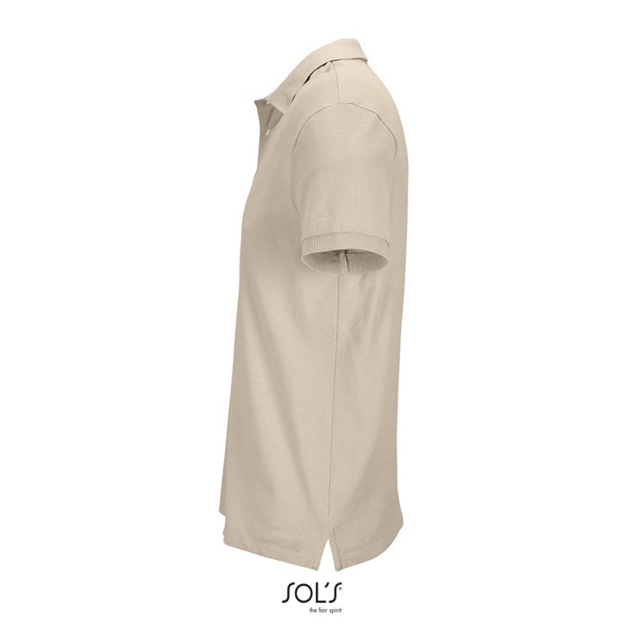 Polo de algodón peinado para hombre manga corta y 2 botones color nude vista lateral Polo de algodón peinado para hombre manga corta y 2 botones color nude vista lateral