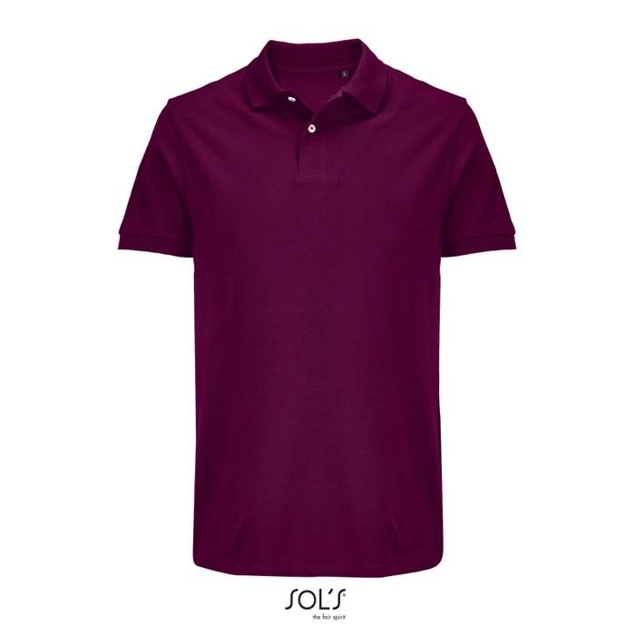 Polo de algodón peinado para hombre manga corta y 2 botones color granate segunda vista Polo de algodón peinado para hombre manga corta y 2 botones color granate segunda vista