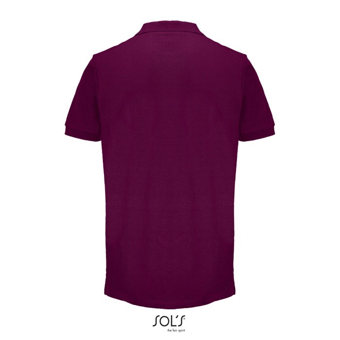 Polo de algodón peinado para hombre manga corta y 2 botones color granate vista trasera Polo de algodón peinado para hombre manga corta y 2 botones color granate vista trasera