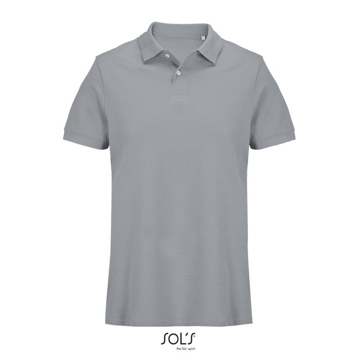 Polo de algodón peinado para hombre manga corta y 2 botones color gris octava vista Polo de algodón peinado para hombre manga corta y 2 botones color gris octava vista