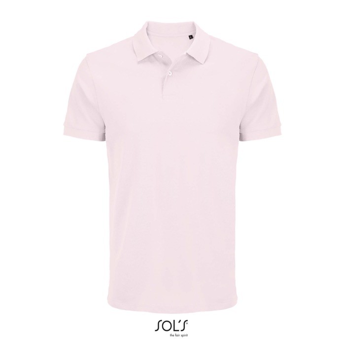 Polo de algodón peinado para hombre manga corta y 2 botones color rosa pastel Polo de algodón peinado para hombre manga corta y 2 botones color rosa pastel