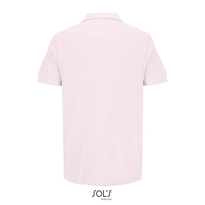Polo de algodón peinado para hombre manga corta y 2 botones color rosa pastel vista trasera Polo de algodón peinado para hombre manga corta y 2 botones color rosa pastel vista trasera