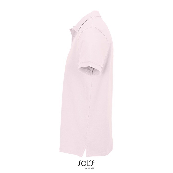 Polo de algodón peinado para hombre manga corta y 2 botones color rosa pastel vista lateral Polo de algodón peinado para hombre manga corta y 2 botones color rosa pastel vista lateral