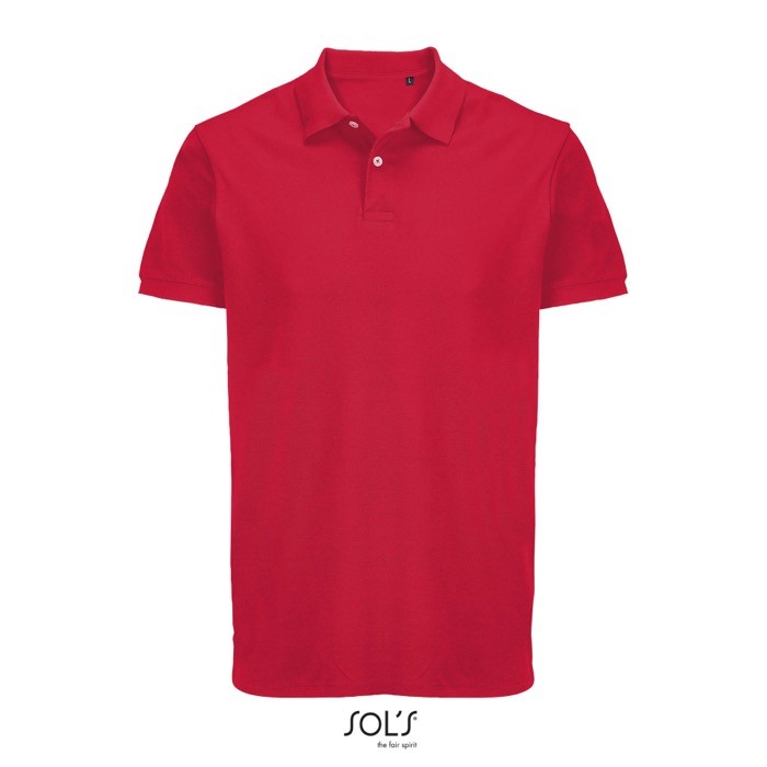 Polo de algodón peinado para hombre manga corta y 2 botones color rojo quinta vista Polo de algodón peinado para hombre manga corta y 2 botones color rojo quinta vista