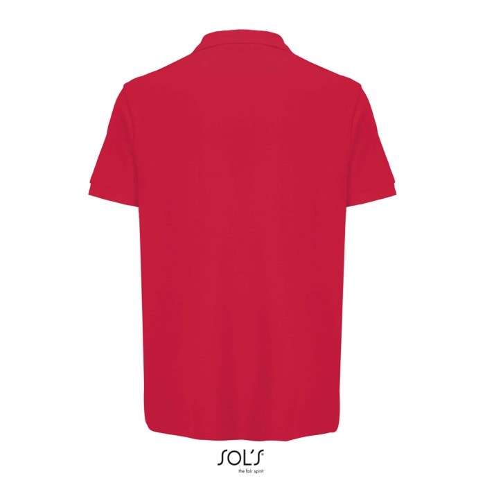 Polo de algodón peinado para hombre manga corta y 2 botones color rojo vista trasera Polo de algodón peinado para hombre manga corta y 2 botones color rojo vista trasera