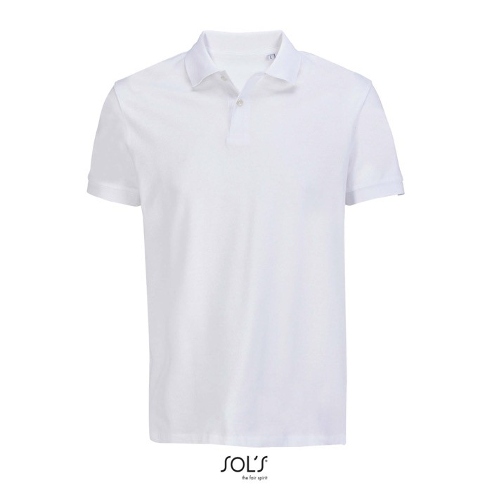 Polo de algodón peinado para hombre manga corta y 2 botones color blanco novena vista Polo de algodón peinado para hombre manga corta y 2 botones color blanco novena vista