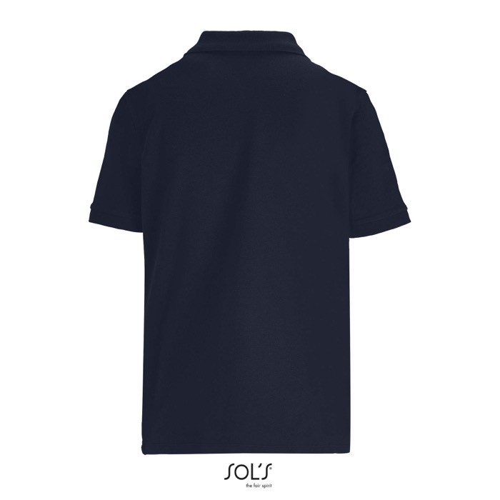 Polo de algodón peinado para mujer manga corta y 3 botones color azul marino vista trasera Polo de algodón peinado para mujer manga corta y 3 botones color azul marino vista trasera