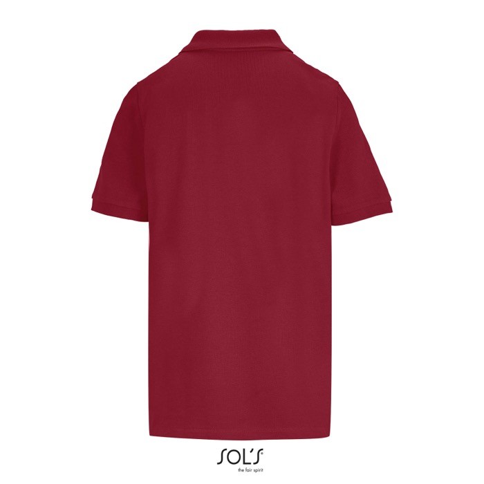 Polo de algodón peinado para mujer manga corta y 3 botones color rojo oscuro vista trasera Polo de algodón peinado para mujer manga corta y 3 botones color rojo oscuro vista trasera