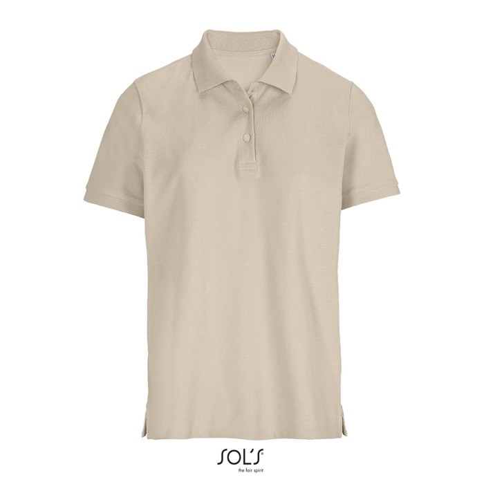 Polo de algodón peinado para mujer manga corta y 3 botones color nude Polo de algodón peinado para mujer manga corta y 3 botones color nude