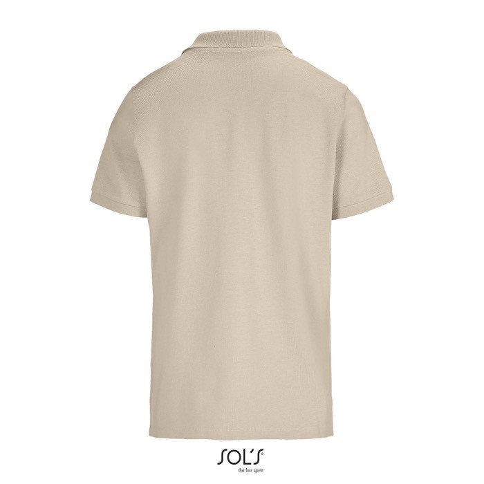 Polo de algodón peinado para mujer manga corta y 3 botones color nude vista trasera Polo de algodón peinado para mujer manga corta y 3 botones color nude vista trasera