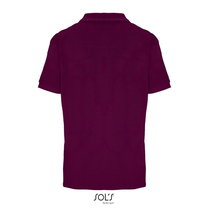 Polo de algodón peinado para mujer manga corta y 3 botones color granate vista trasera Polo de algodón peinado para mujer manga corta y 3 botones color granate vista trasera