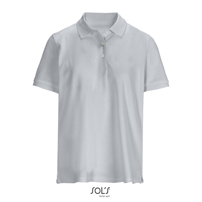 Polo de algodón peinado para mujer manga corta y 3 botones color gris octava vista Polo de algodón peinado para mujer manga corta y 3 botones color gris octava vista