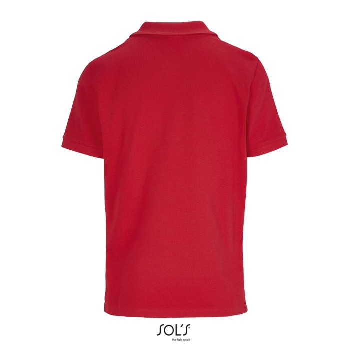 Polo de algodón peinado para mujer manga corta y 3 botones color rojo vista trasera Polo de algodón peinado para mujer manga corta y 3 botones color rojo vista trasera