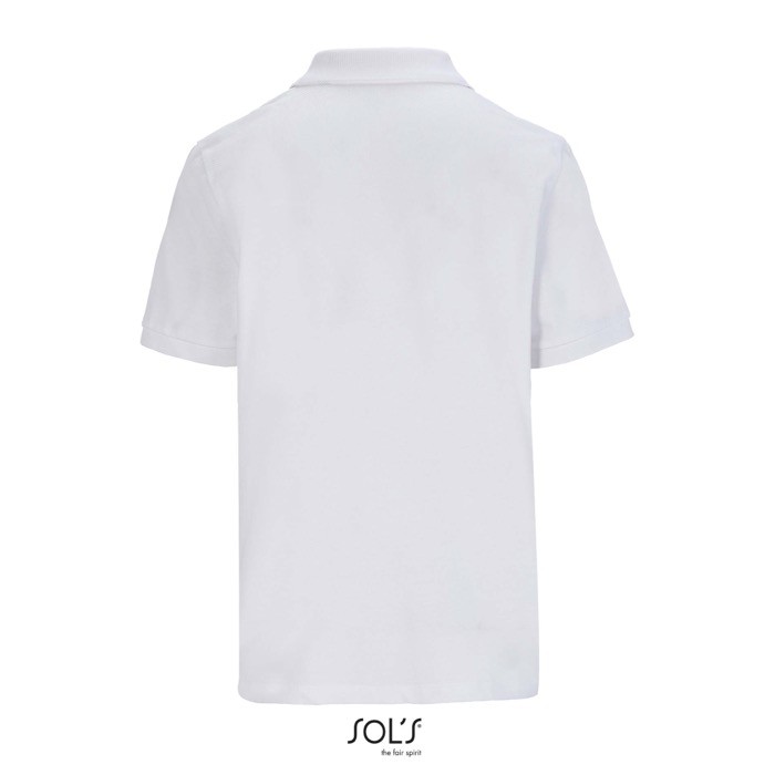 Polo de algodón peinado para mujer manga corta y 3 botones color blanco vista trasera Polo de algodón peinado para mujer manga corta y 3 botones color blanco vista trasera