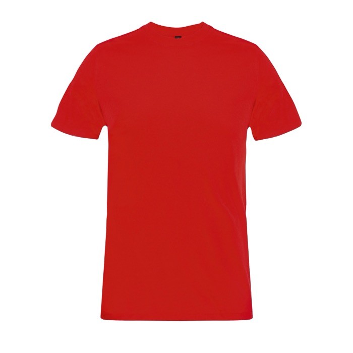 Camiseta promocional unisex de materiales reciclados de cuello redondo color rojo Camiseta promocional unisex de materiales reciclados de cuello redondo color rojo