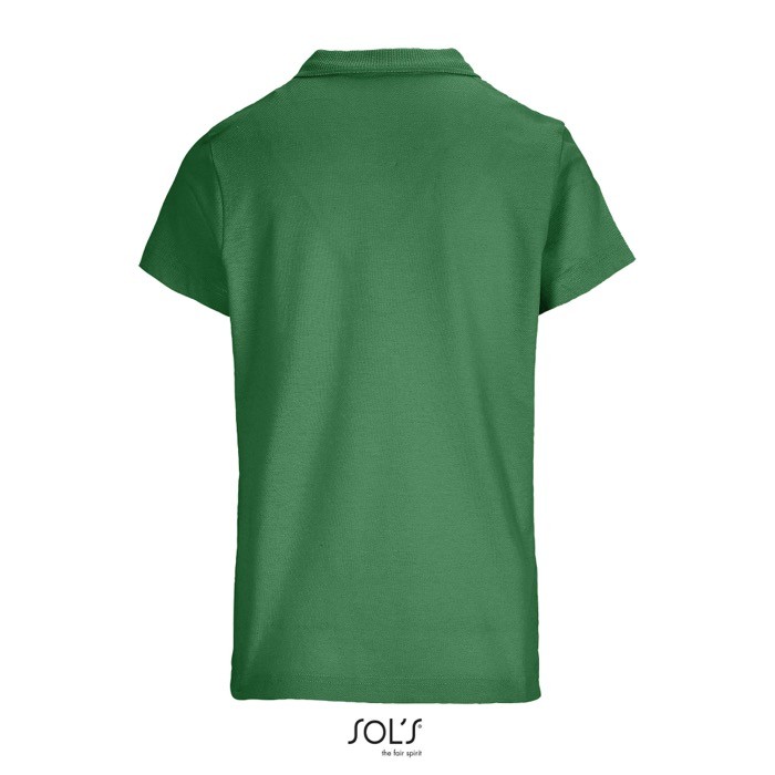 Polo para mujer de 100% algodón peinado y cuello canalé con 3 botones color verde vista trasera Polo para mujer de 100% algodón peinado y cuello canalé con 3 botones color verde vista trasera